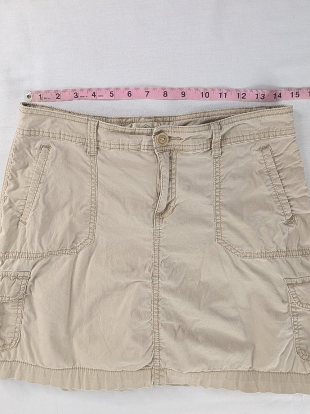 Y2k Cream Cargo Pocket Mini Skort Skirt Vintage Multi Pocket - Picture 4 of 9